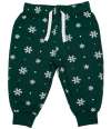 LW85T Larkwood Baby/Toddler Lounge Pants Bottle Green / White Snowflakes colour image